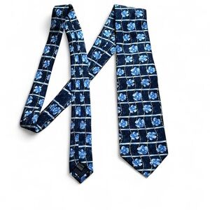 Ted Lapidus Blue and yellow Floral silk Tie